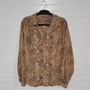 Kate Hill Plus Size 20W Top Snakeskin Boho Preppy Luxury Work Professional Flowy